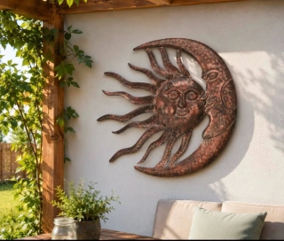 Slunce a měsíc kovové na zeď 55cm